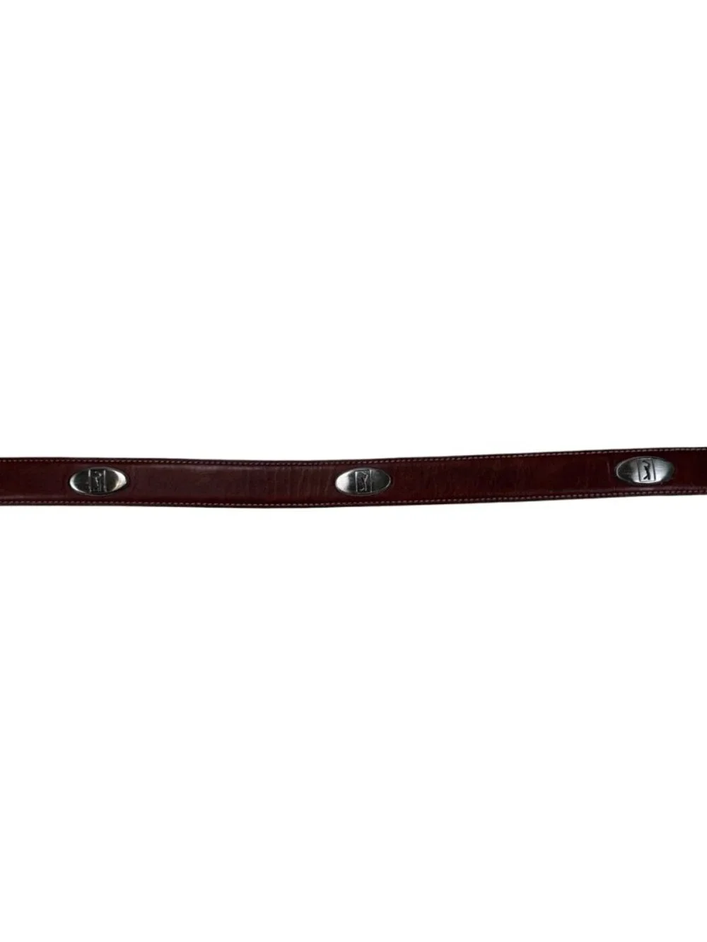 PGA Tour Brown Leather Golf Belt Sports Silver Medallion